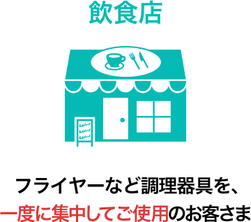 飲食店　フライヤーなど調理器具を、一度に集中してご使用のお客さま