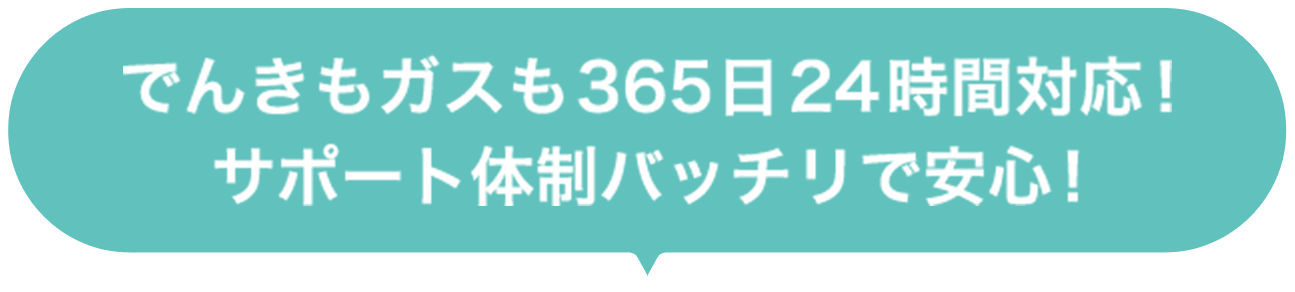 でんきもガスも365日24時間対応！ サポート体制バッチリで安心！